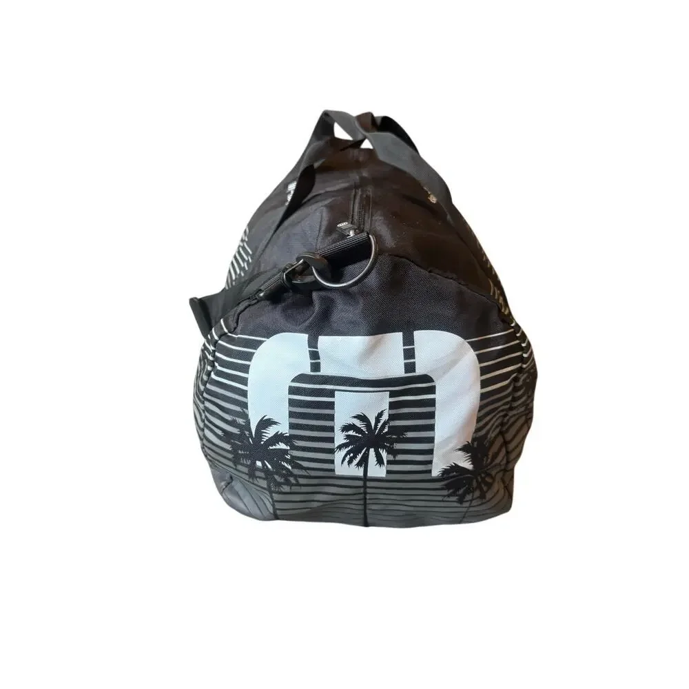 Travis Mathew Palm Stripe Duffel Bag Black Travel Gym Weekender